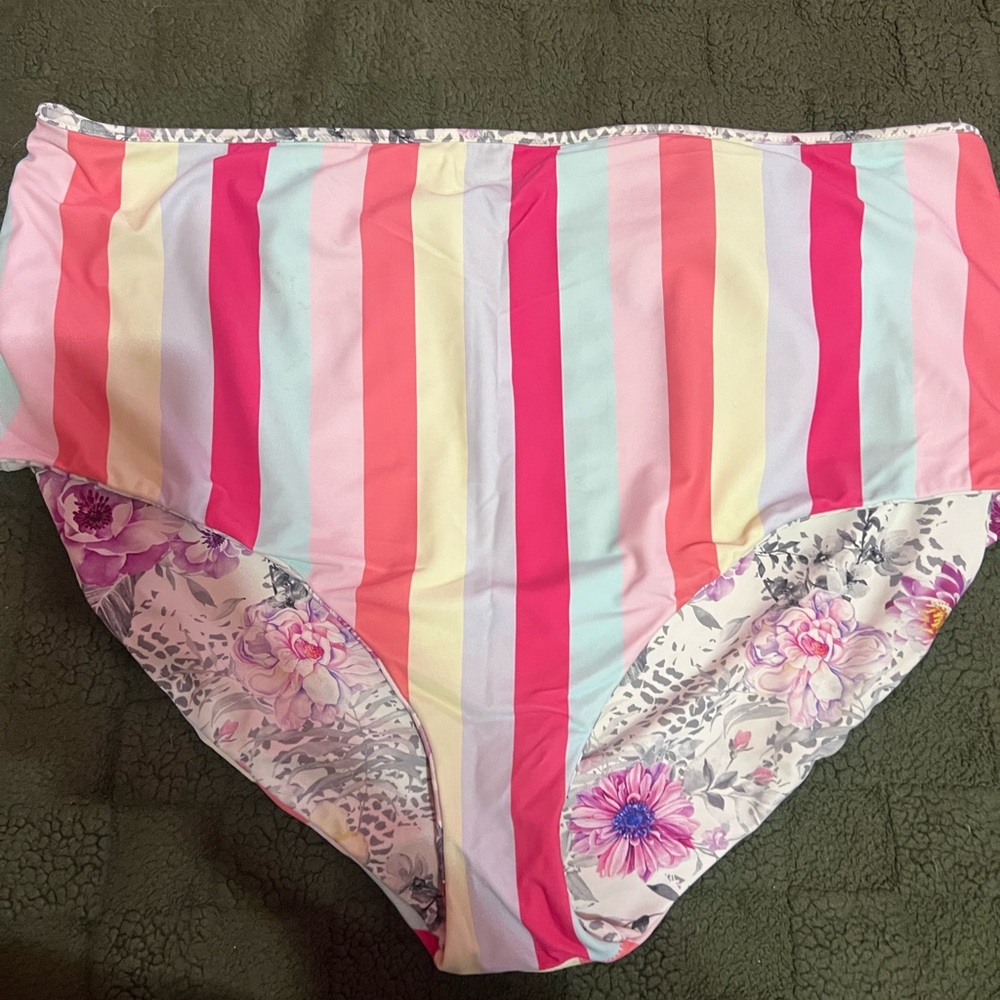 Colorful Striped Reversible Swim Bottoms